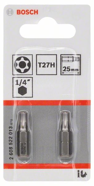 Bosch Accessoires T27H Security-Torx®-bit extra-hard T27H, 25 mm 2 stuks - 2608522013