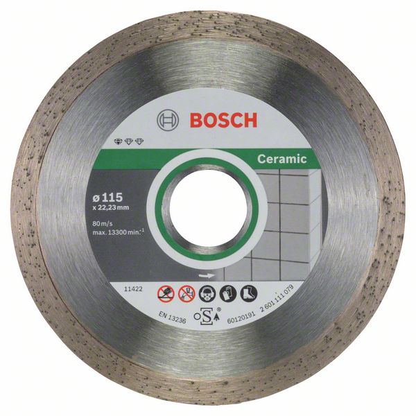 Bosch Accessoires Diamantdoorslijpschijf Standard for Ceramic 115 x 22,23 x 1,6 x 7 mm 10st - 2608603231