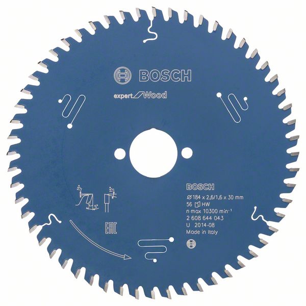 Bosch Accessoires Cirkelzaagblad expert for Wood 184x30x2.6/1.6x56 T - 2608644043
