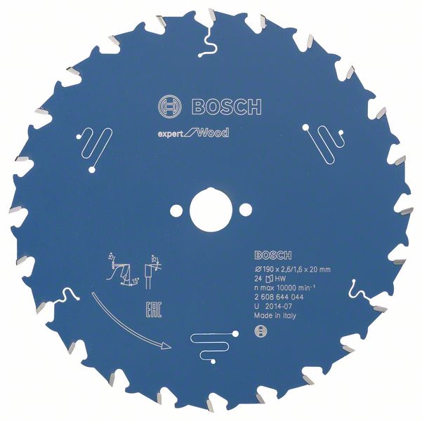 Bosch Accessoires Cirkelzaagblad expert for Wood 190x20x2.6/1.6x24 T - 2608644044