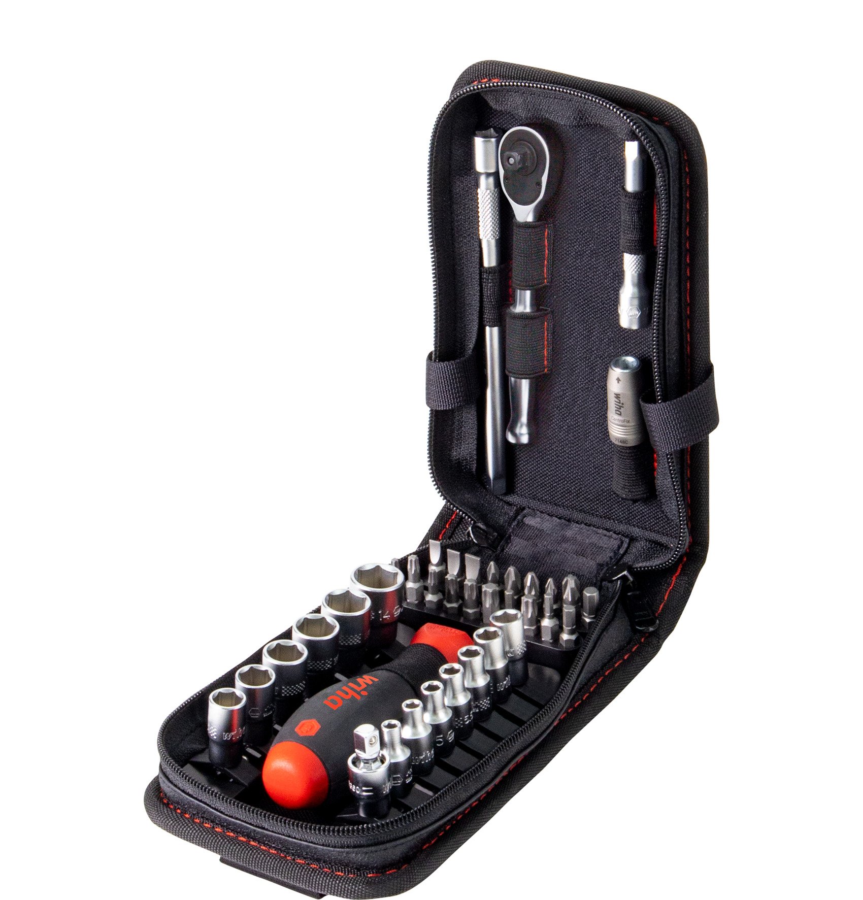Wiha Dopsleutel- en bitset 1/4" | incl. functionele tas met riemclip | 40-delig - 44684