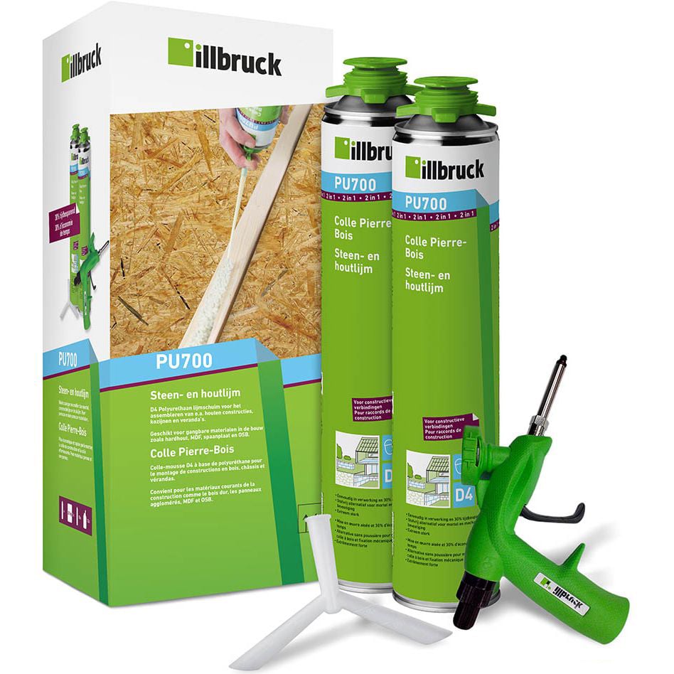 Illbruck PU700 Steen- en houtlijm startersset | 880 ML - PU700340019