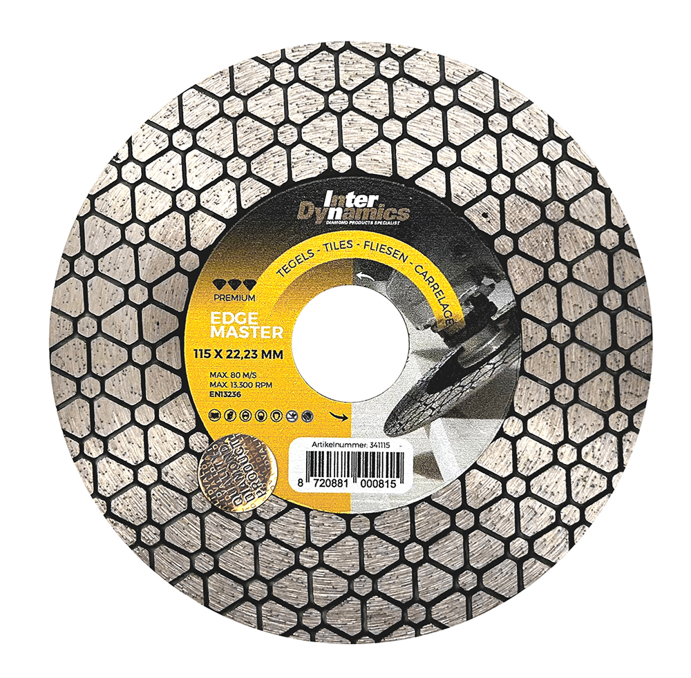 InterDynamics EdgeMaster Premium 2-in-1 diamantzaag 115 asgat 22.23mm | 1 stuk - 341115