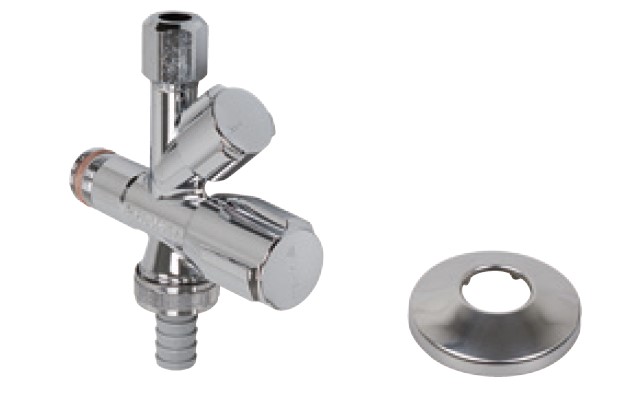 Kirchhoff SCHELL-haakse-apparaataansluiting chroom 1 2"ET x 3 4"ET x 3 8"ET x 10 mmQ zelfdichtend 35450699