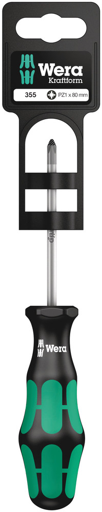 Wera 355 PZ SB Pozidriv Schroevendraaier , PZ 1 x 80 mm - 1 stuk(s) - 05100056001