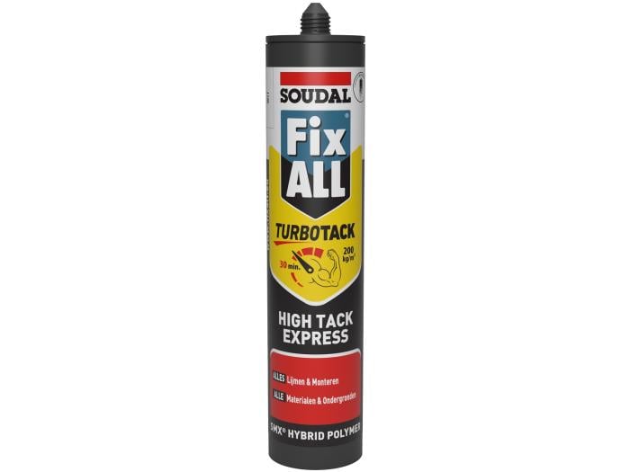 Soudal Fix All Turbo Tack/High Tack Express | Montagelijm handvast na slechts 30 minuten | Wit | 290 ml - 173019