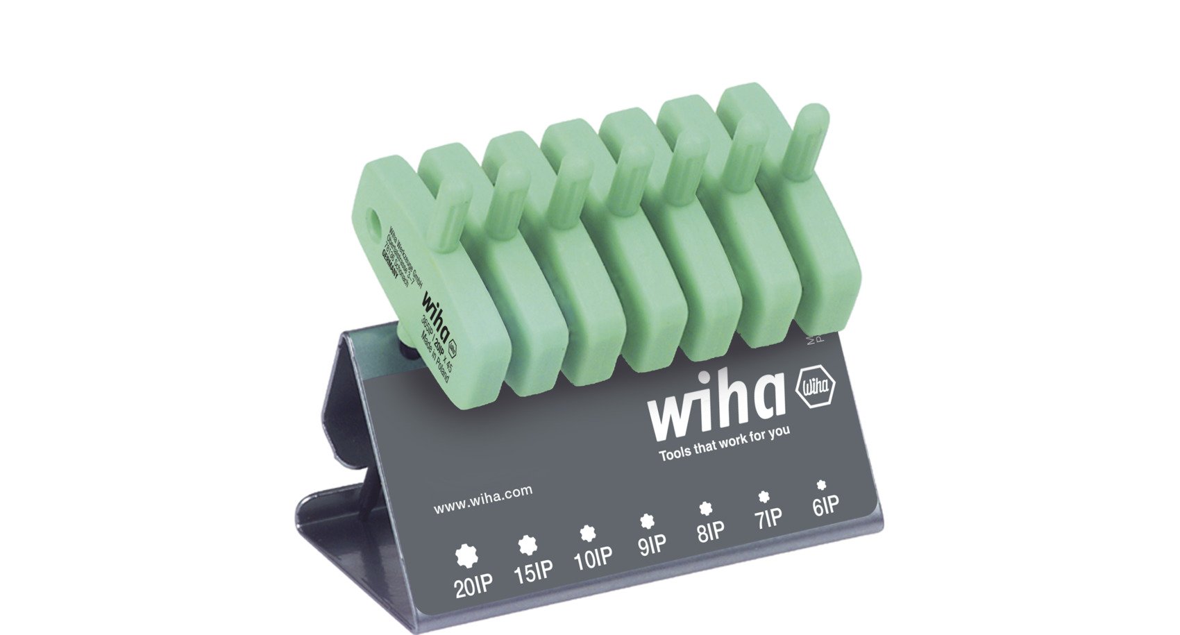 Wiha Stiftsleutelset met sleutelgreep | TORX PLUS® | 8-delig | chemisch gezwart | incl. werkbankhouder - 26261 - 26261