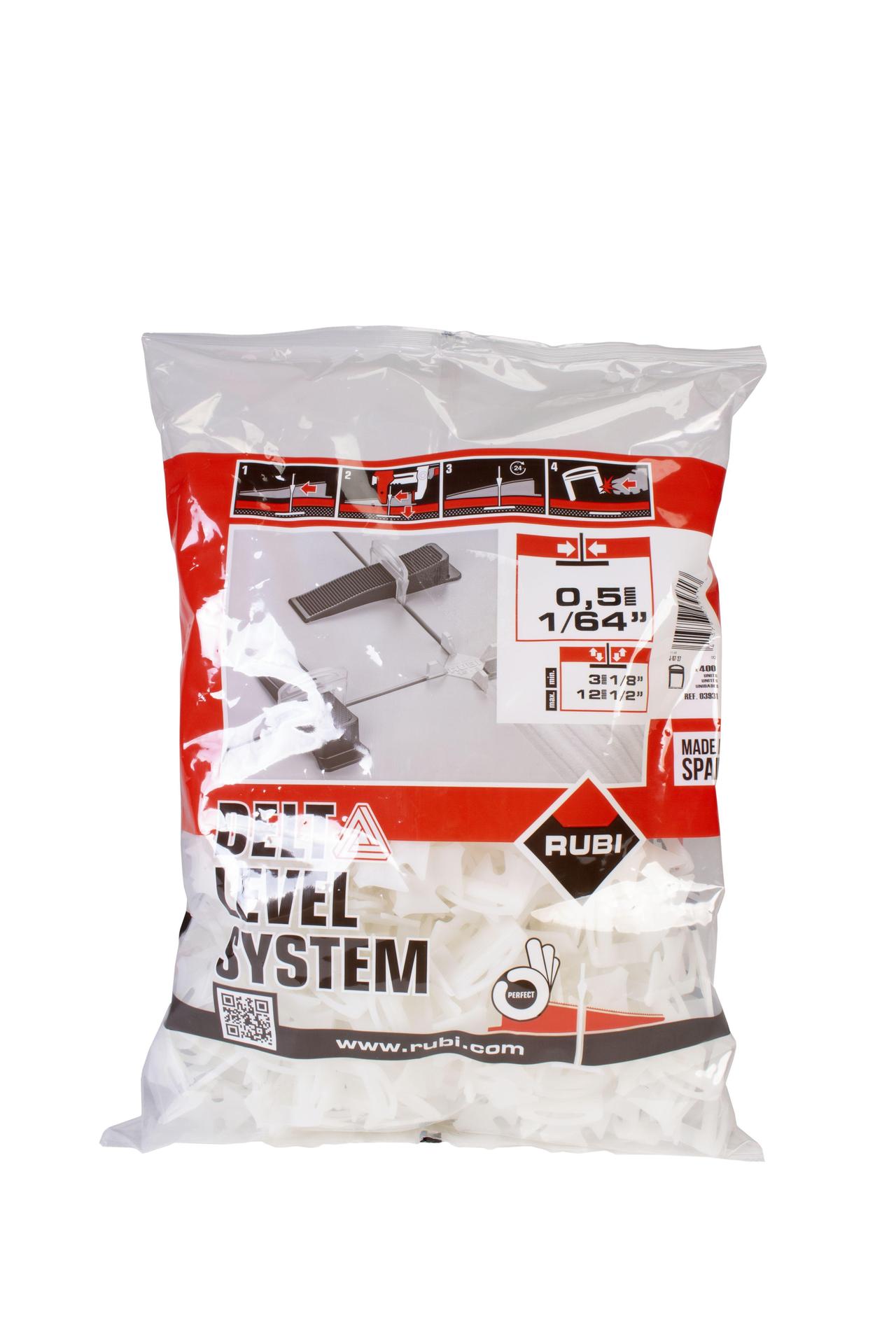 Rubi Delta Level Systeem Clips | Dikte 0 5 mm | Hoogte 3-12 mm | 400 stuks 03931