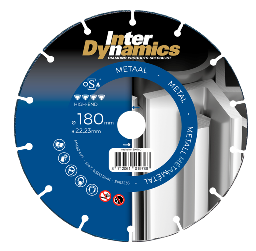 InterDynamics Metaal High-End diamantzaagblad 150mm asgat 22.23mm | 1 stuk - 394150