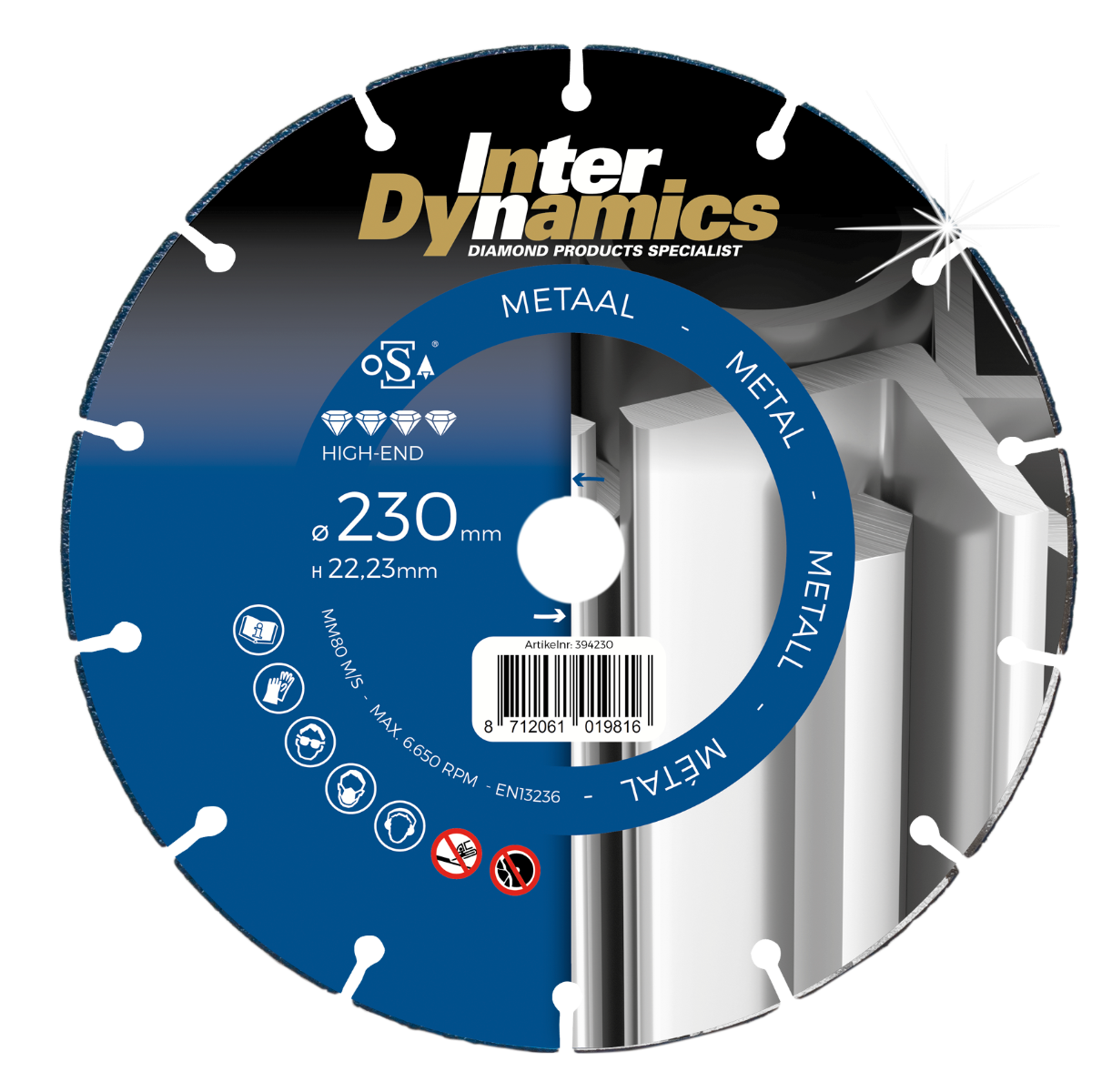 Inter Dynamics Slijpschijf | Metaal - High-End | 180 x 22,23mm - 394180