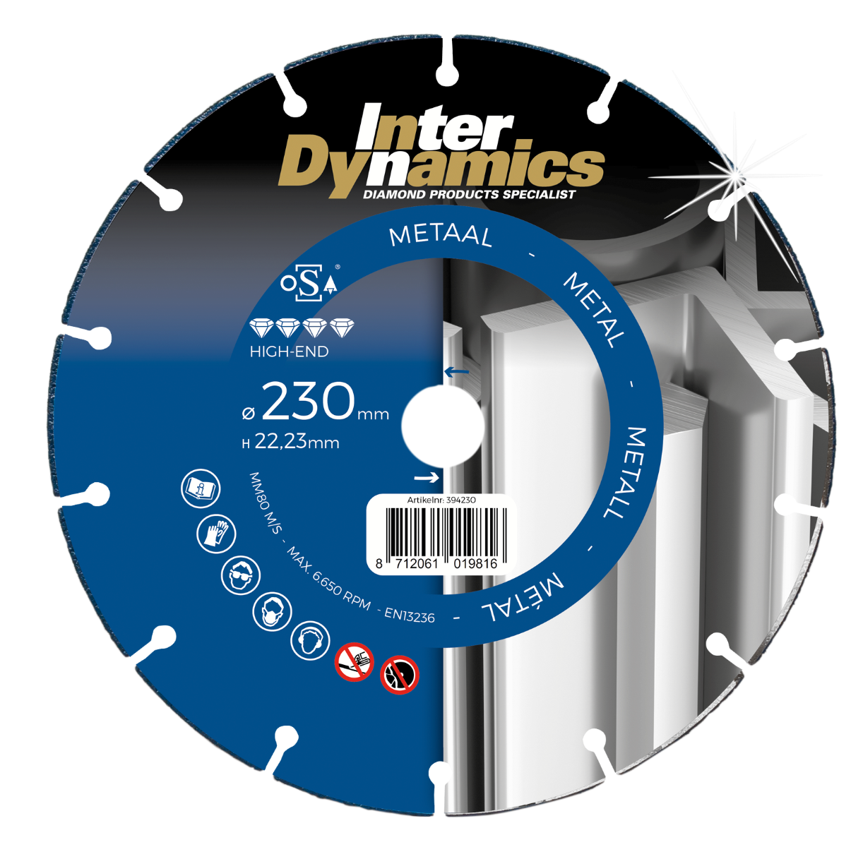 Inter Dynamics Slijpschijf | Metaal - High-End | 230 x 22,23mm - 394230