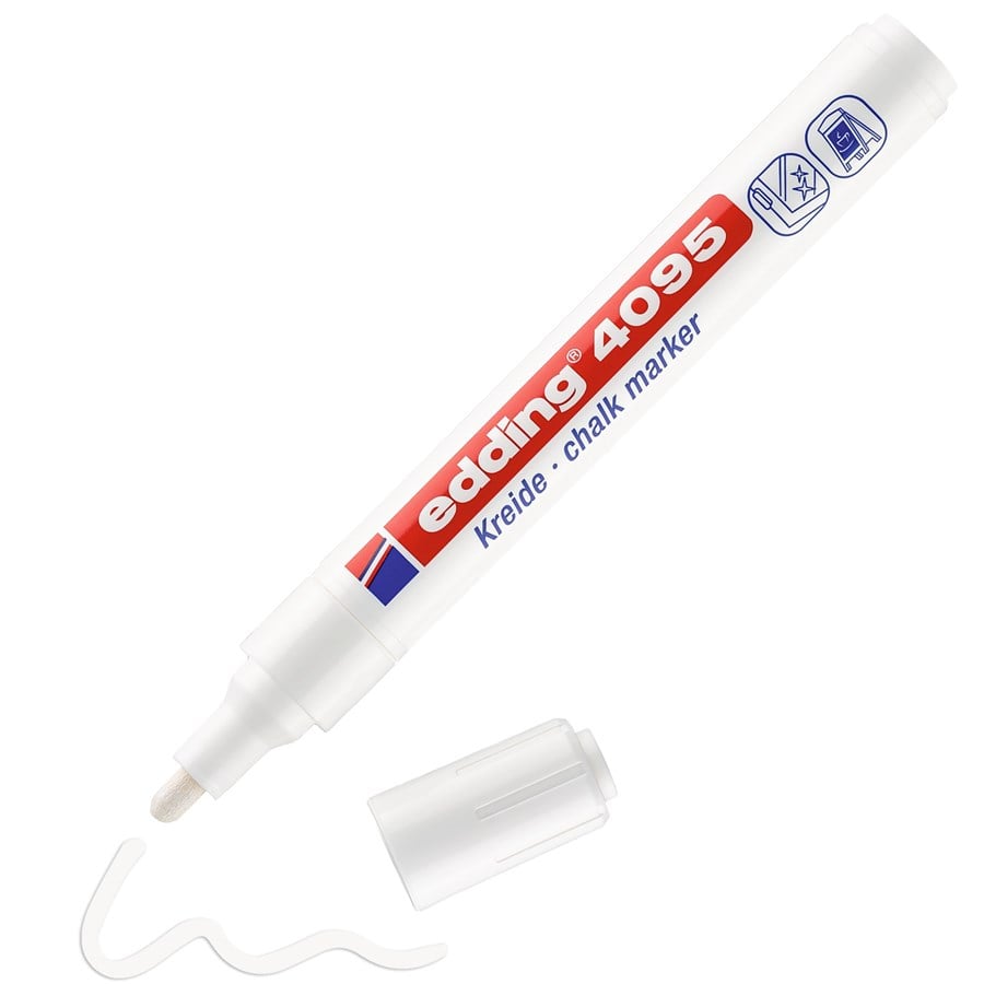 Edding Krijtmarker | wit | streepbreedte 2-3 mm ronde punt | 10 stuks - 4-4095049 - 4-4095049