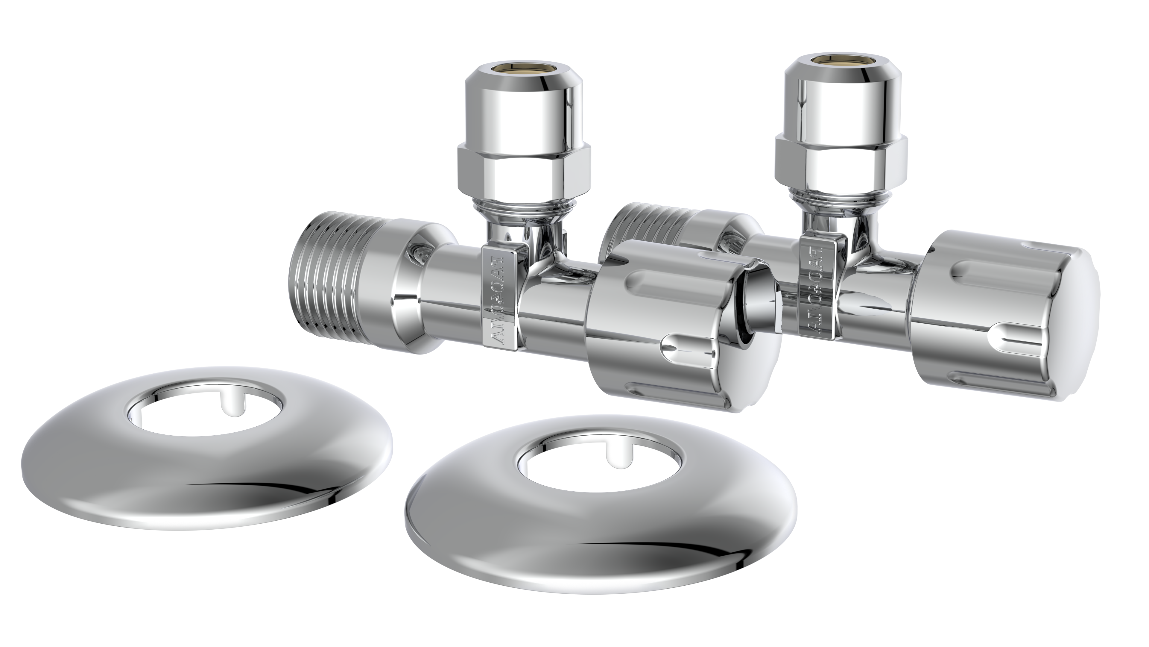 Kirchhoff Haakse-kraan, chroom, 1/2"ET x 3/8" ET x 10 mmQ, met rozet (2x) - 98625714