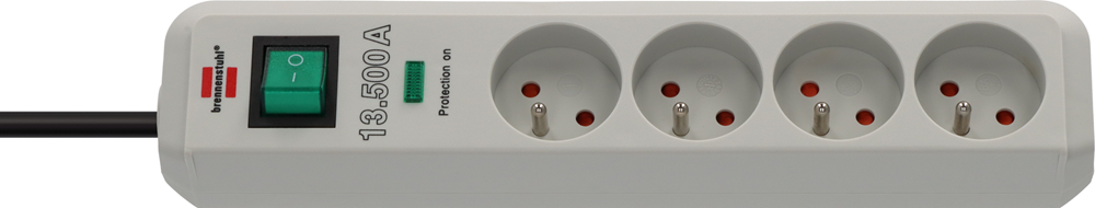 Brennenstuhl Eco-Line 13.500A stekkerdoos met overspanningsbeveiliging | 4-voudig | Lichtgrijs | 1 5m H05VV-F 3G1 5 | FR 1153954314