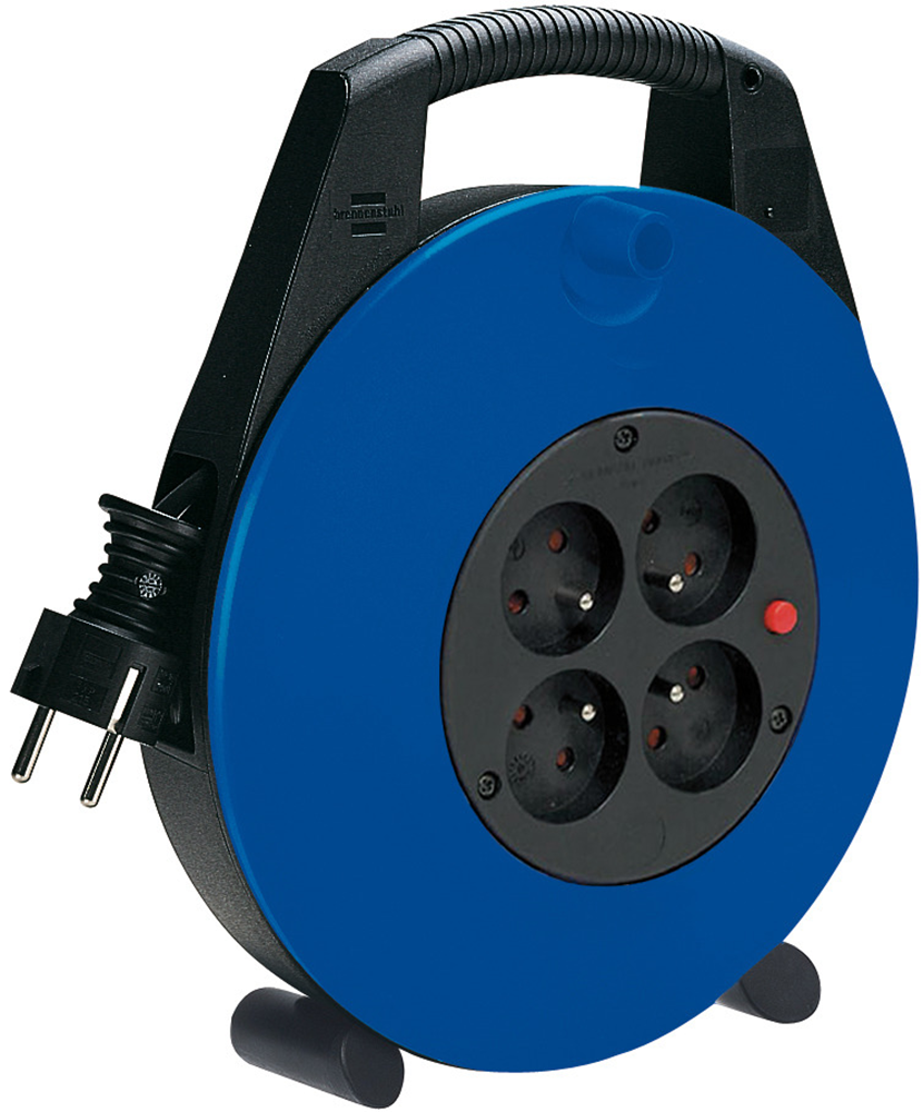 Brennenstuhl Vario-Line kabelhaspel 4-voudig | Zwart Blauw Lichtgrijs | 5m | H05VV-F 3G1 5 FR - 1092234