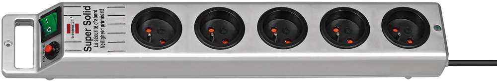 Brennenstuhl Super-Solid-Line stekkerdoos | 5-voudig | Zilver | 2 5m H05VV-F 3G1 5 | FR 1153344115