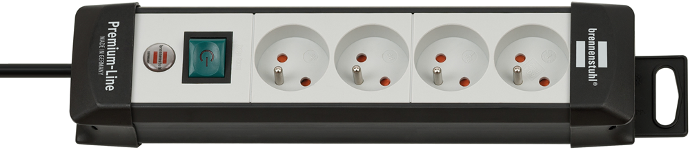 Brennenstuhl Premium-Line stekkerdoos | 4-voudig | Zwart Lichtgrijs | 1 8m H05VV-F 3G1 5 | FR 1951544100