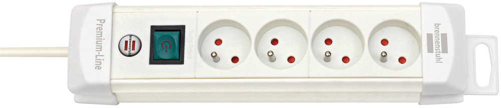 Brennenstuhl Premium-Line stekkerdoos | 4-voudig | Wit | 1 8m H05VV-F 3G1 25 | Met schakelaar | FR BE 1952244100