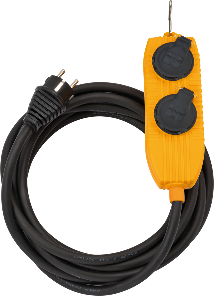 Brennenstuhl Bouwplaatsen-kabel | IP54 | met contactdozenblok | 10m | zwart | H07RN-F 3G2,5 FR/BE - 1168504010