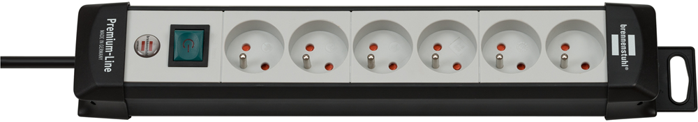 Brennenstuhl Premium-Line stekkerdoos | 6-voudig | Zwart Lichtgrijs | 3m H05VV-F 3G1 5 | FR BE 1951564100