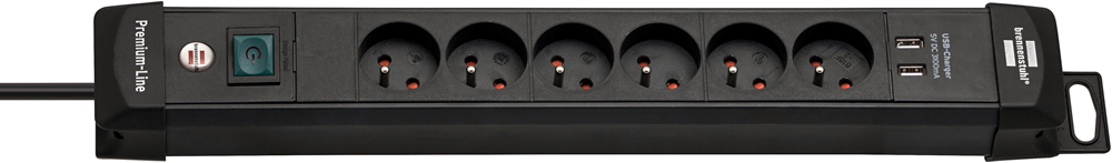 Brennenstuhl Premium-Line stekkerdoos met USB | 6-voudig | Zwart | 3m H05VV-F 3G1 5 | FR BE 1951164602