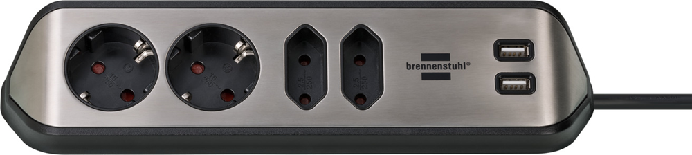 Brennenstuhl brennenstuhl®estilo hoekaansluitdoosstrook met USB laadfunctie 4-weg 2x b eschermend contactdoos & 2 - 1153590410