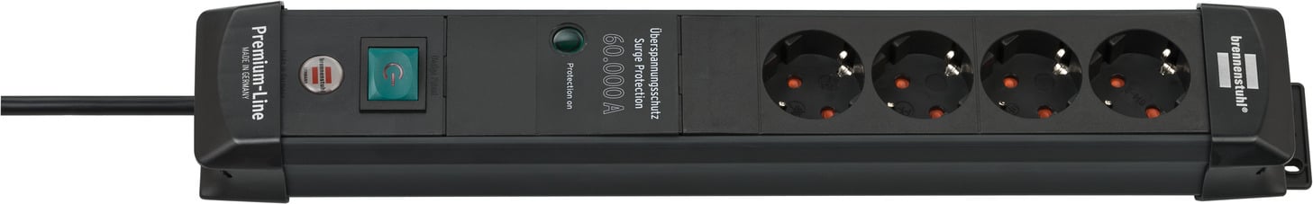 Brennenstuhl Premium-Line | ÜSS | 4 voudig | zwart | 60kA o.Filter | 1 8m | H05VV-F3G1 5 1951140300