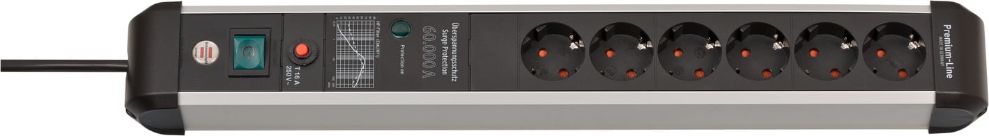Brennenstuhl Premium-Protect-Line 6 | voudig | *DE* | 3m | 60kA | ÜSS/Filter | 16A | Zekering 1391010600