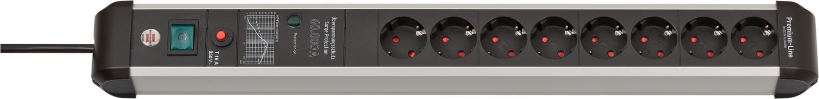 Brennenstuhl Premium-Protect-Line | 8 voudig | *DE* | 3m | 60kA | ÜSS/Filter | 16A | Zekering - 1391010800