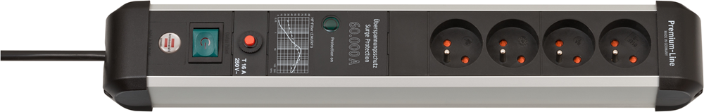 Brennenstuhl Premium-Protect-Line 60.000A stekkerdoos met overspanningsbeveiliging | 4-voudig | 3m H05VV-F 3G1,5 | BE - 1391014400