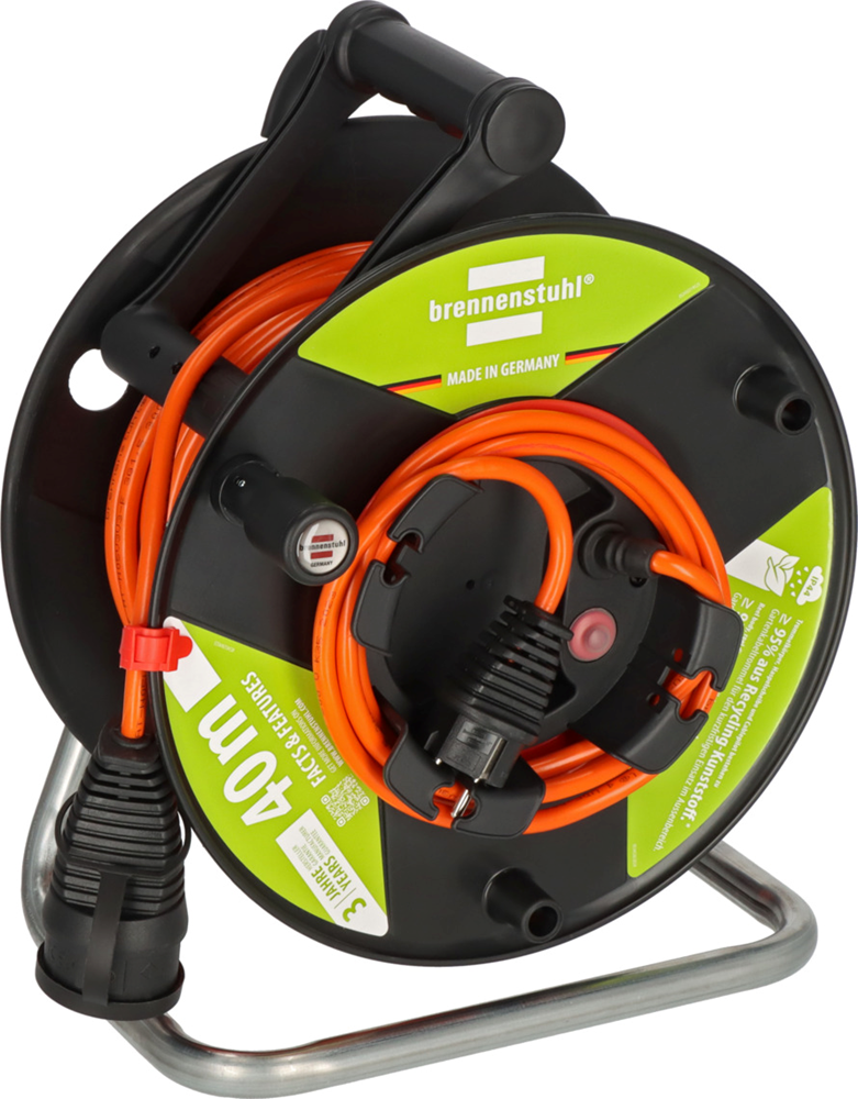 Brennenstuhl Garant G Bretec IP44 tuinkabelhaspel van gerecycled kunststof | 38 + 2m | AT-N05V3V3-F3G1.5 - 1188500