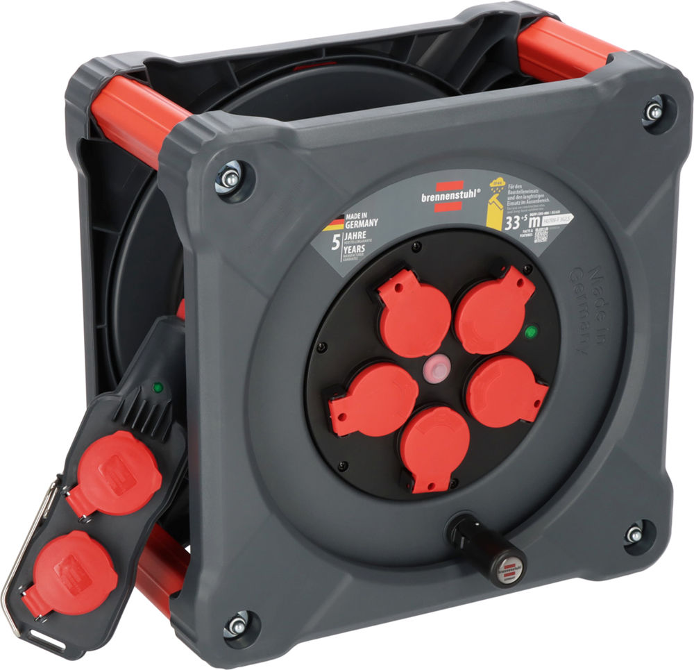 Brennenstuhl Professional Bouwplaats kabelhaspel met Powerblock | KC 3200 5 | IP44 | 33+5m | H07RN-F 3G2.5 9212380110