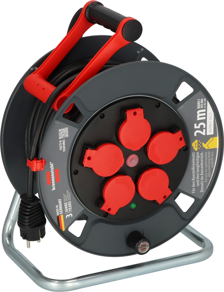 Brennenstuhl Professional kabelhaspel | 300 KU 2100 | IP44 | 25m | H07RN-F 3G1 5 9231250100