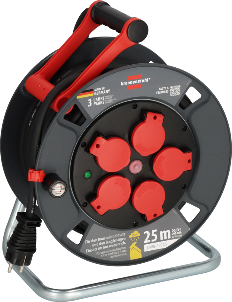 Brennenstuhl Professional kabelhaspel | 300 KU 2200 | IP44 | 25m | H07RN-F 3G2 5 9232250100