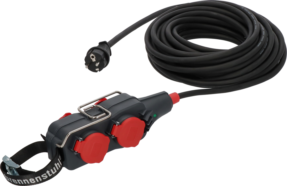Brennenstuhl Professional Powerblock met verlengkabel | PB 1100 | IP54 | 4-voudig | 15m | zwart | H07RN-F 3G1.5 9161150161