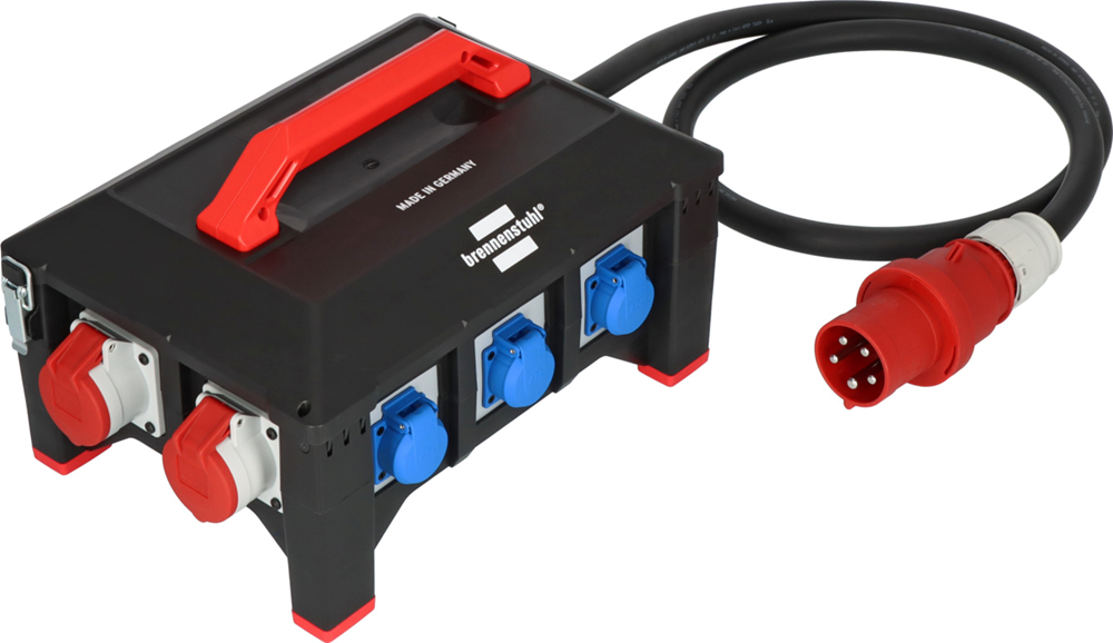 Brennenstuhl Professional rubberen bouwstroomverdeler | BSV 5-63A FI type B | 2m | H07RN-F 5G16 0 | CEE32A+2x16A 6x230V 9150630168