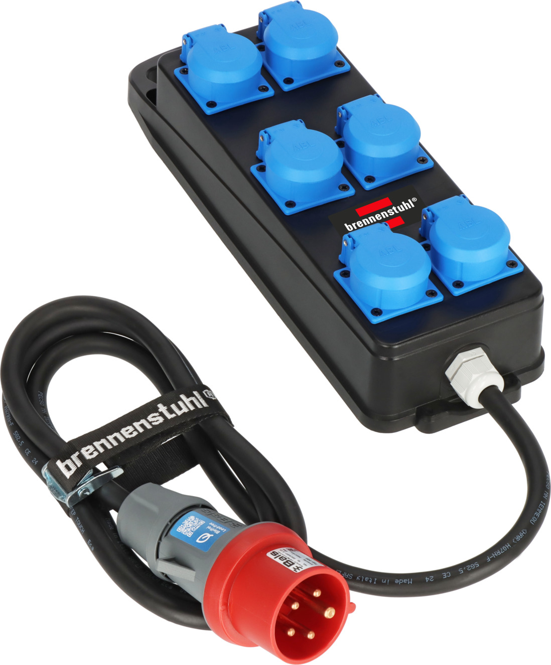 Brennenstuhl Draagbare stroomverdeler BSV P 6x contactdozen CEE stekker | 2m | H07RN-F 5G2,5 | 230V/16A | 400V/16A - 1151480010