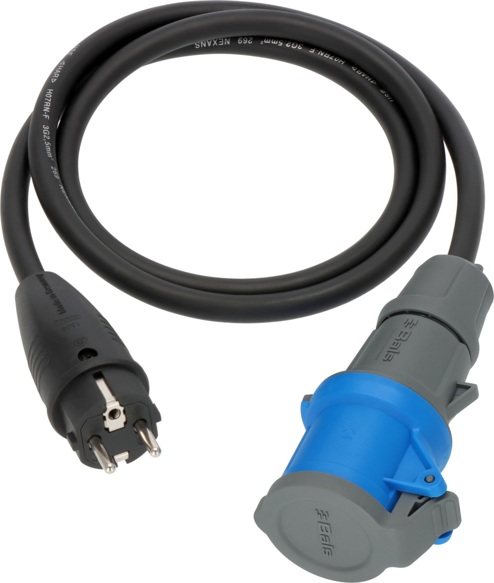 Brennenstuhl Campingadapterkabel geaarde stekker, koppeling CEE | 1,5m | zwart | H07RN-F 3G2,5 | IP44 | 230V/16A - 1133910025