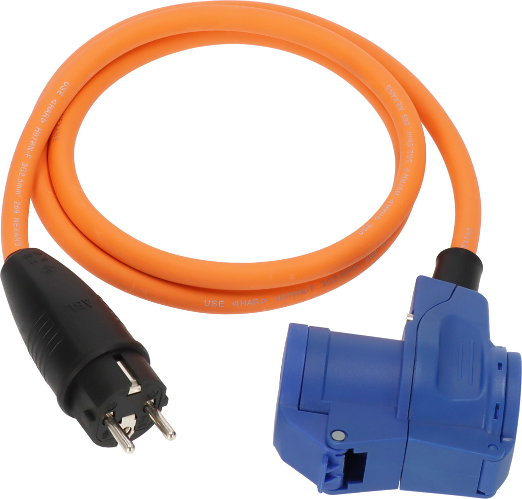 Brennenstuhl Campingadapterkabel geaarde stekker, haakse koppeling CEE | 1,5m | oranje | H07RN-F 3G2,5 | IP44 | 230V/16A - 1132910325