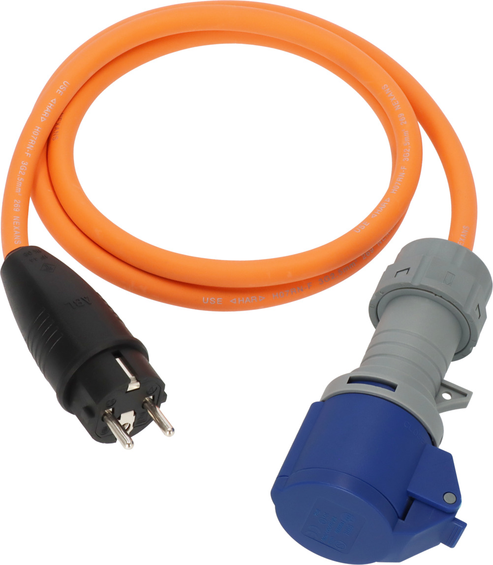 Brennenstuhl Campingadapterkabel geaarde stekker CEE-koppeling | 1,5m | oranje | H07RN-F 3G2,5 | IP44 | 230V/16A - 1132910125