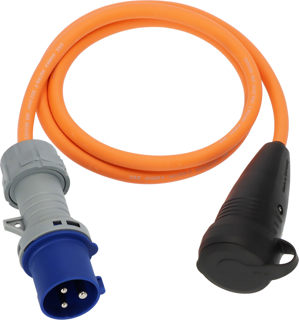 Brennenstuhl Campingadapterkabel geaarde stekker CEE-stekker | 1,5m | oranje | H07RN-F 3G2,5 | IP44 | 230V/16A - 1132920125