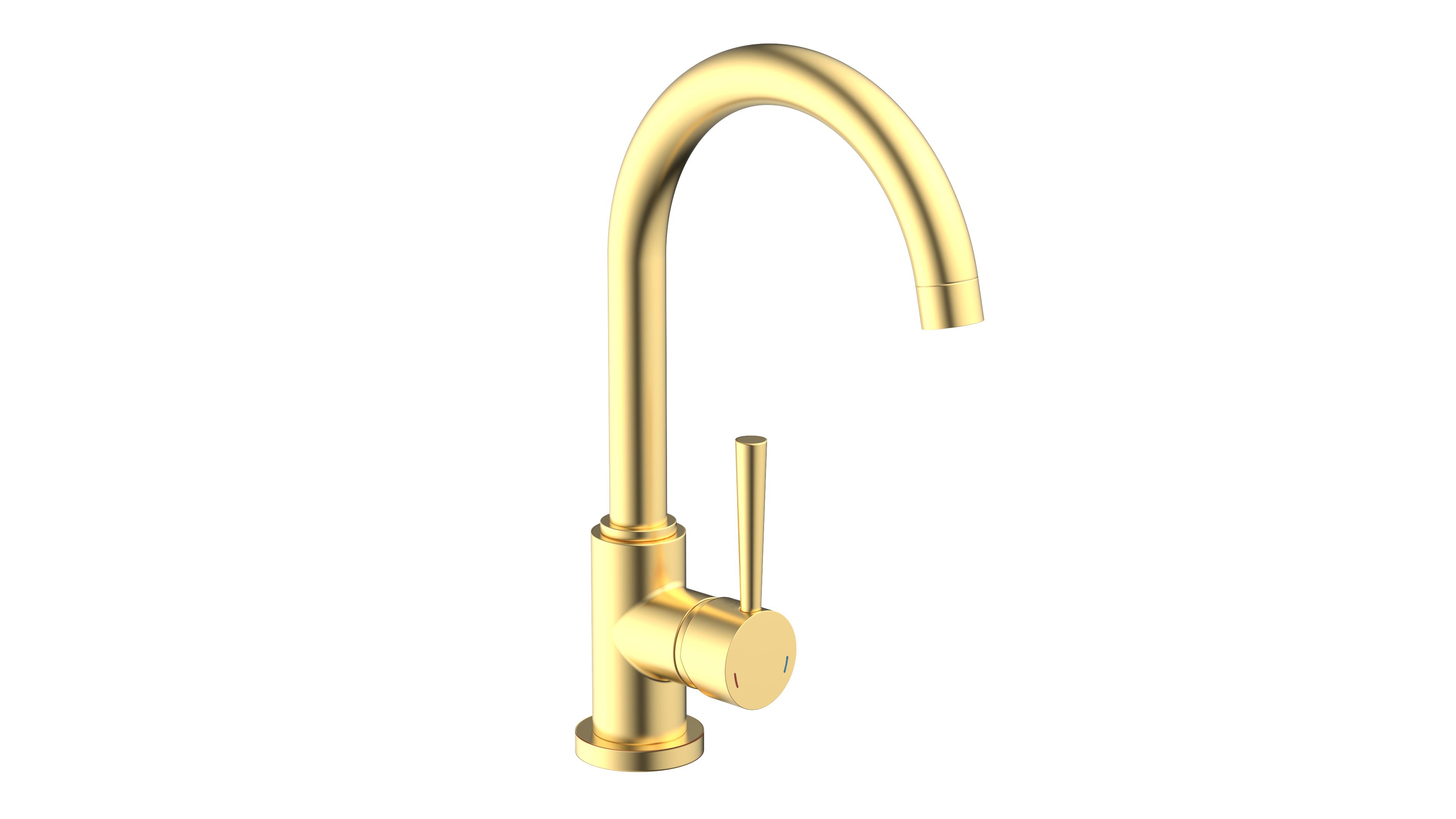 Schutte CORNWALL ééngreepsmengkraan keuken met ronde uitloop, goud mat
 - 79167 79167