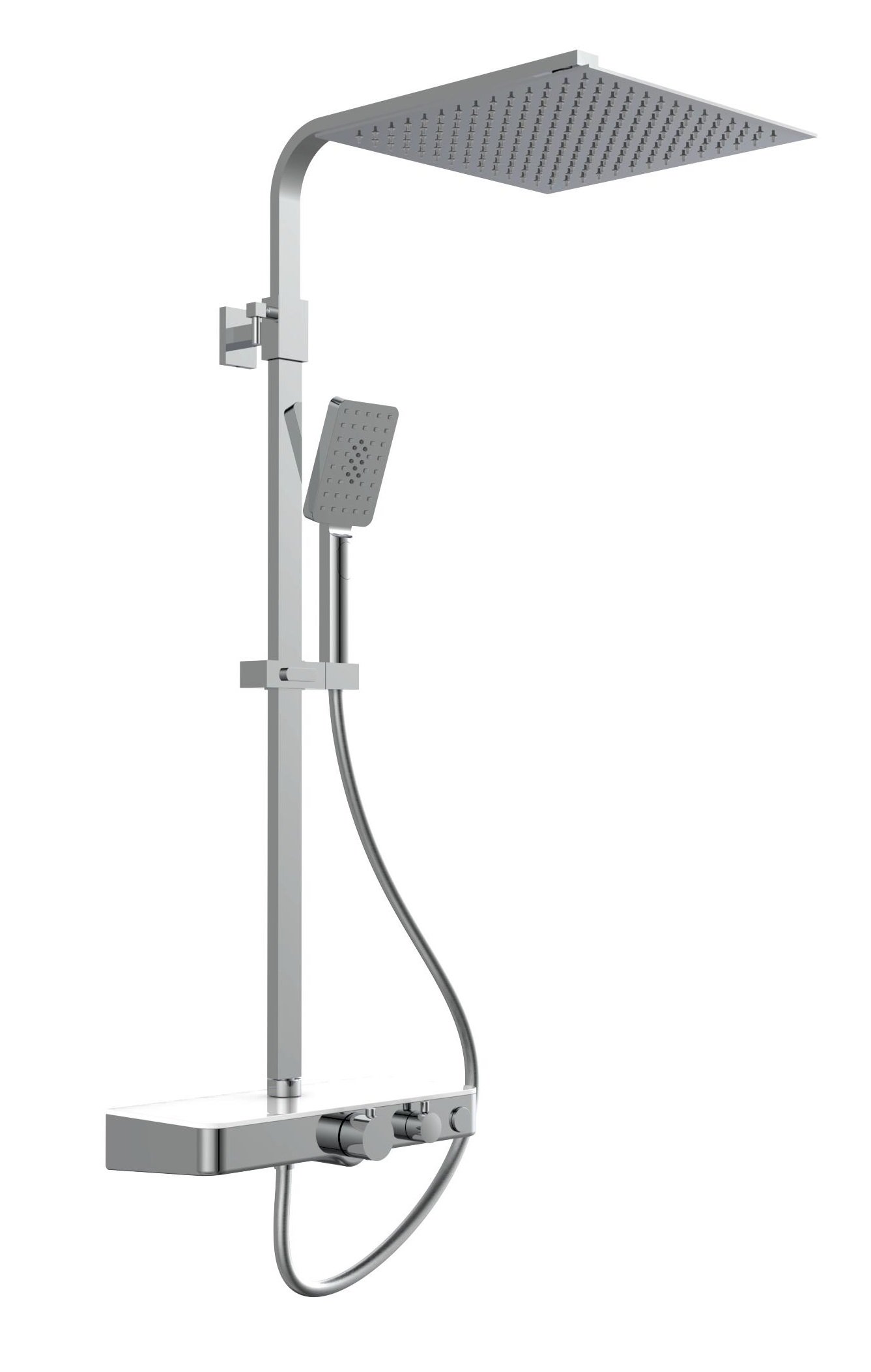 Schutte OCEAN douchesysteem met thermostatische mengkraan en glazen planchet | chroom-wit
 - 60530 60530