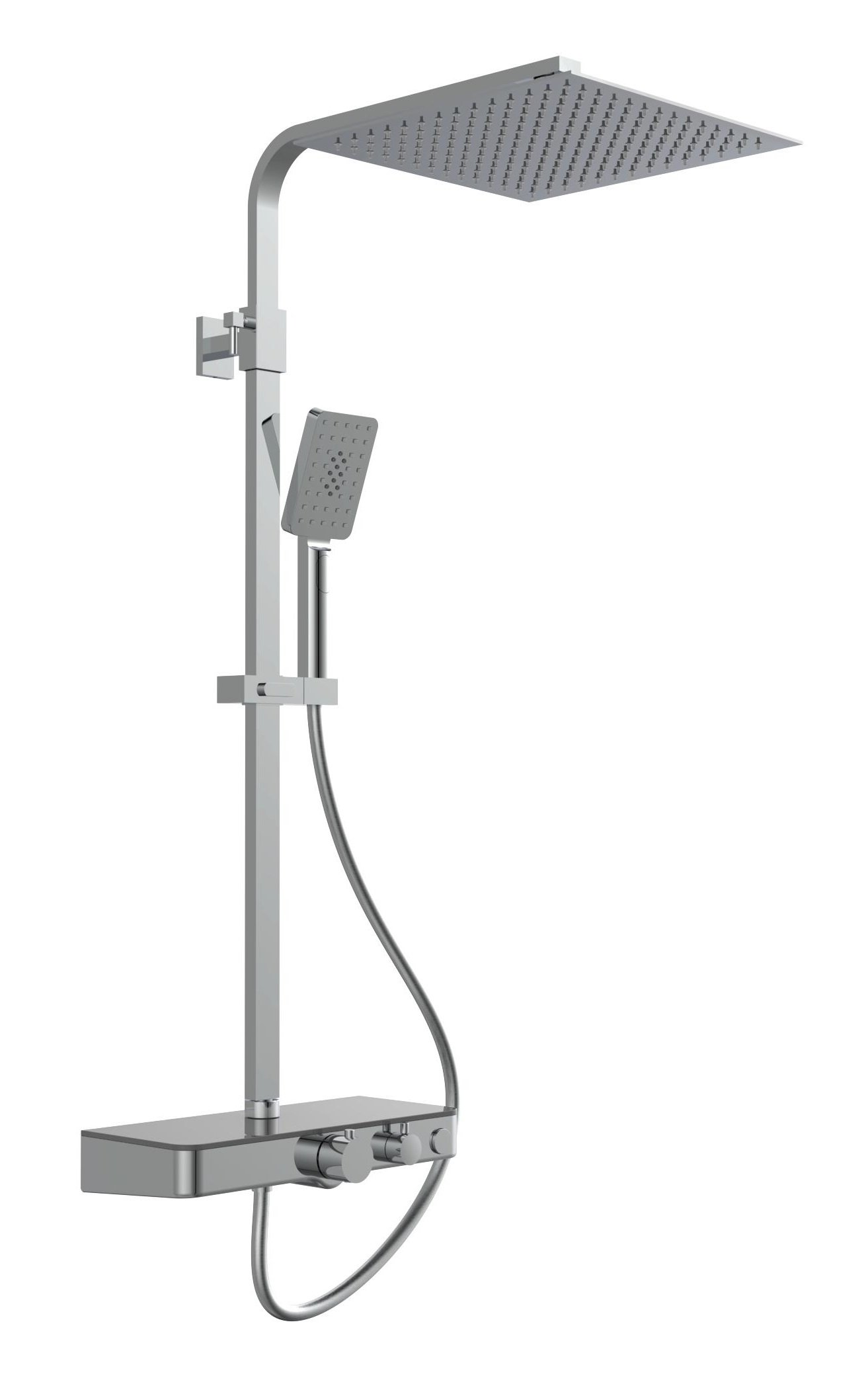 Schutte OCEAN douchesysteem met thermostatische mengkraan en glazen planchet | chroom-antraciet
60531