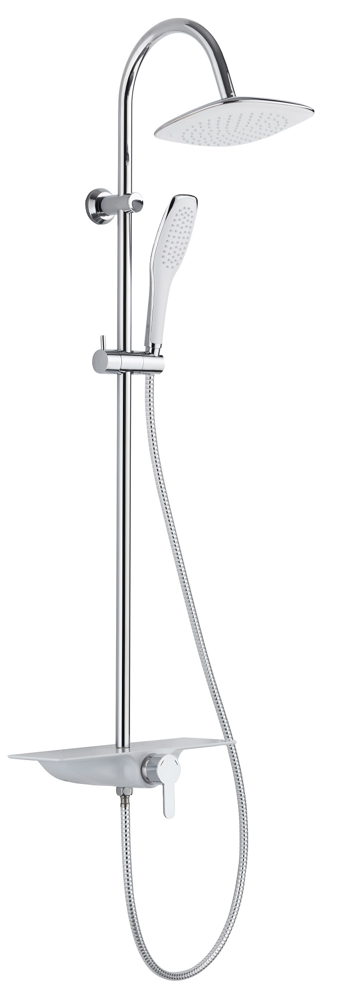 Schutte WATERWAY hoofddouche met ééngreepsmengkraan en planchet | chroom-wit
 - 60540 60540