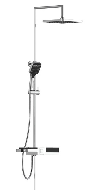 Schutte BLUEPERL hoofddouche set met planchet | chroom-zwart
 - 60566 60566