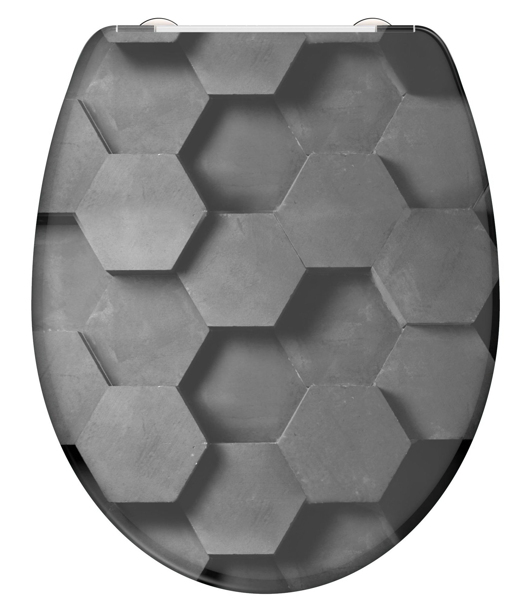 Schutte Duroplast WC-bril GREY HEXAGONS met soft-close en quick-release
 - 82392 82392