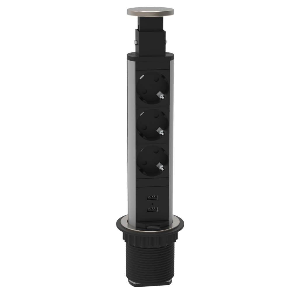 Eyckhaus E1 inschruifbaar tafel contactdoosstrook | 3-voudig stopcontact en 2 x USB - 3073 - 3073-