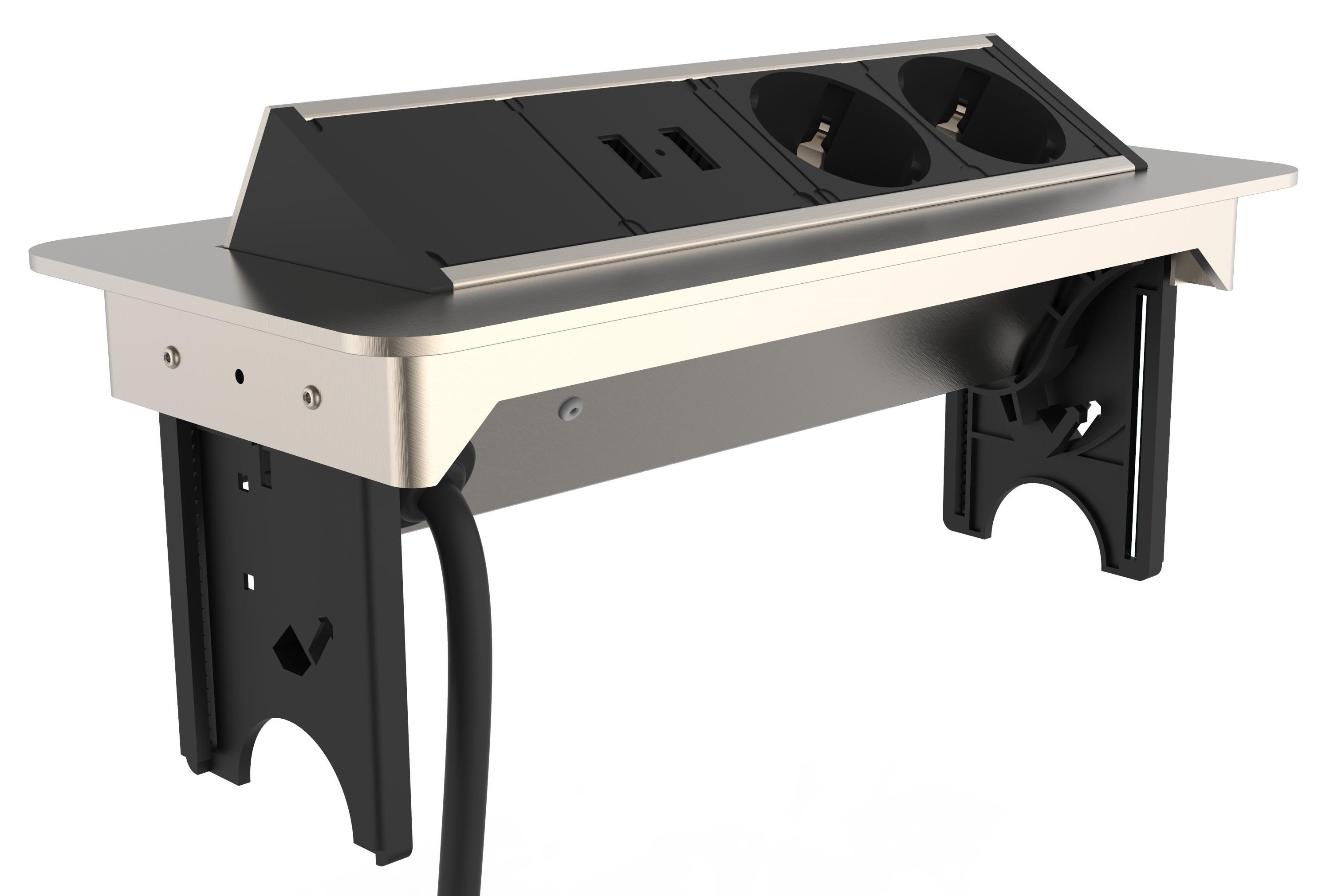 Schutte E2 inschuifbare stekkerdoos | 2-voudig stopcontact en 2 x USB 3074