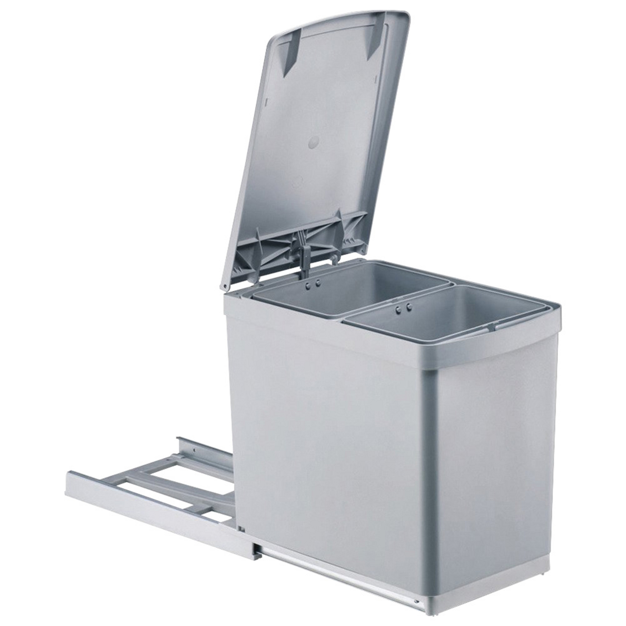 Eyckhaus 2-voudige afvalverzamelaar vierkant 2 x 7,5 l | grijs/zilver - 4354 4354
